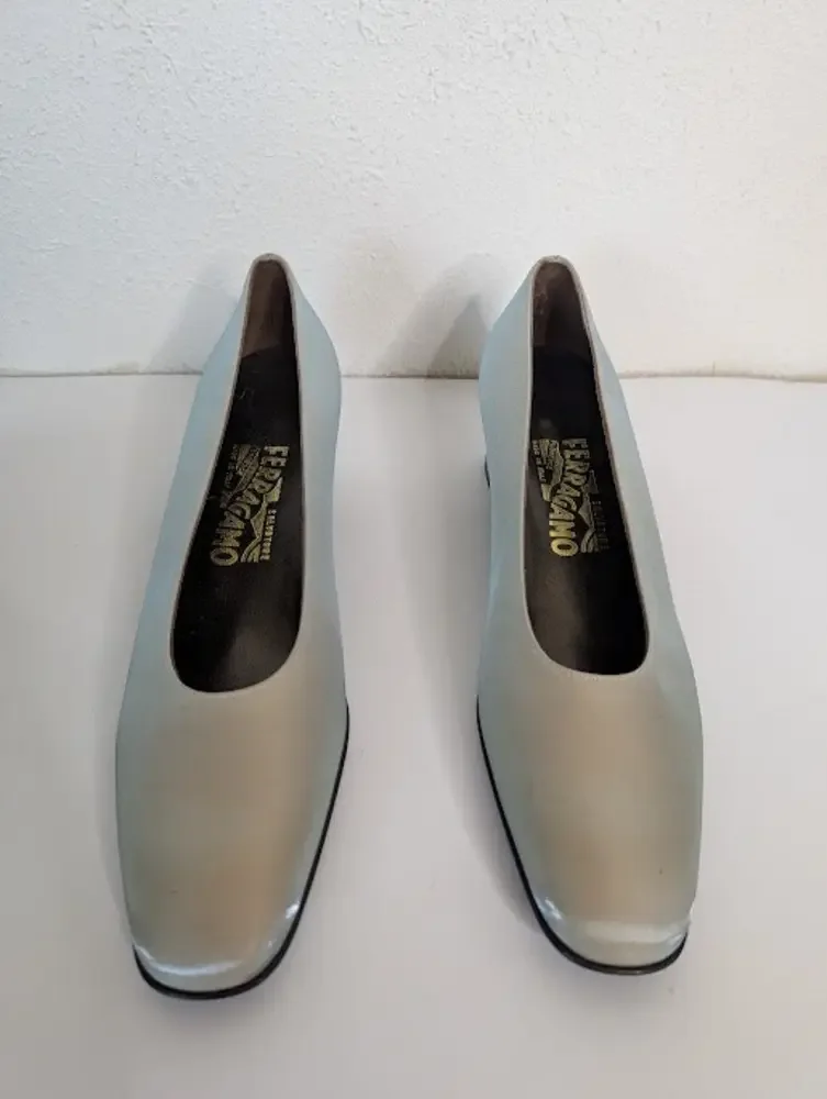 Salvatore‎ Ferragamo Nella Neoprene Nylon Pumps Blue Green Metallic Size 10 Work